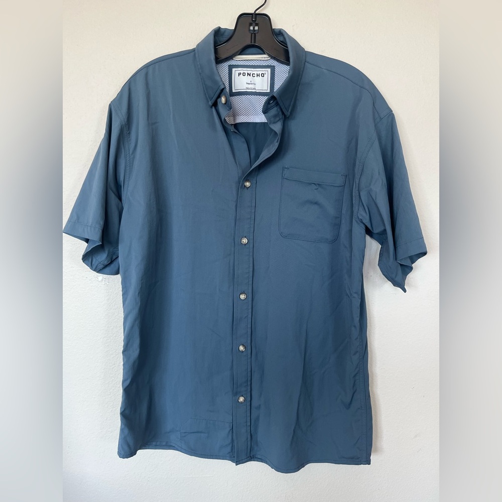 Poncho Busted Prop Mens Small Ultra-Lite Shirt Reg Fit Slate Blue